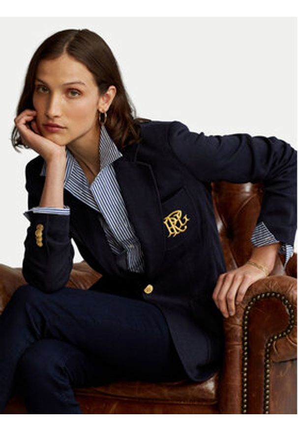 Polo Ralph Lauren Marynarka Blz 211795348002 Granatowy Slim Fit. Typ kołnierza: polo. Kolor: niebieski. Materiał: bawełna