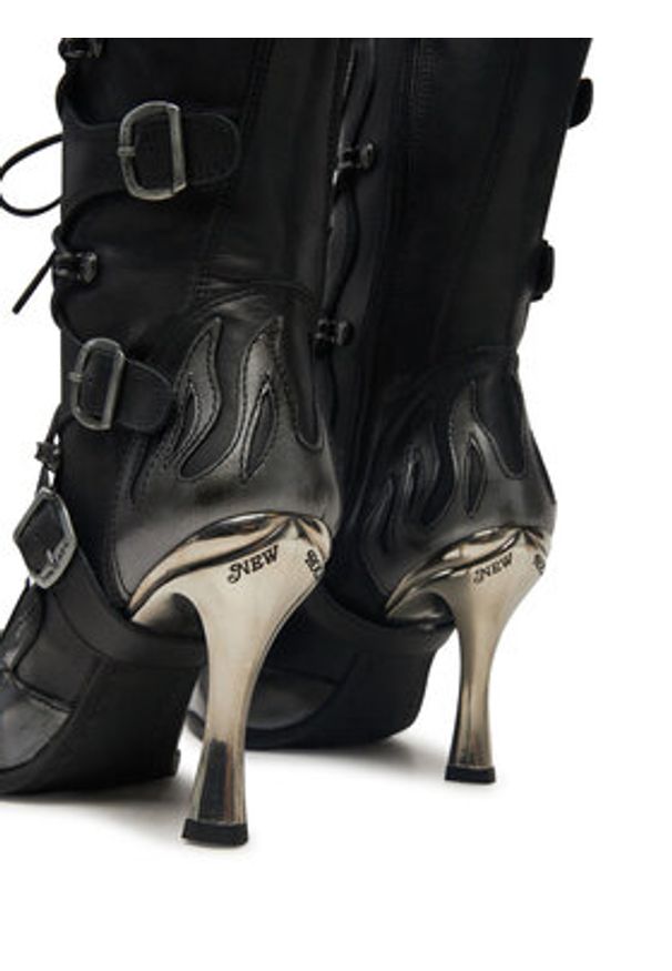 NEW ROCK Botki M-9591-S3 Czarny. Kolor: czarny. Materiał: skóra. Styl: rockowy