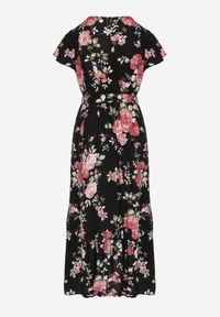 Renee - Czarna Sukienka w Kwiaty o Kopertowym Kroju z Wiązanym Paskiem Iphene. Okazja: na imprezę, na co dzień. Typ kołnierza: dekolt w kształcie V. Kolor: czarny. Wzór: kwiaty. Typ sukienki: kopertowe. Materiał: materiał. Długość rękawa: krótki rękaw. Sezon: lato. Styl: casual, elegancki. Długość: maxi #8