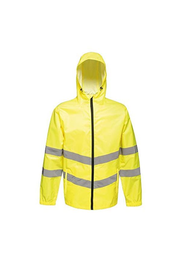 Regatta - Męska Kurtka Robocza Odlaskowa Packaway. Kolor: żółty. Sport: turystyka piesza