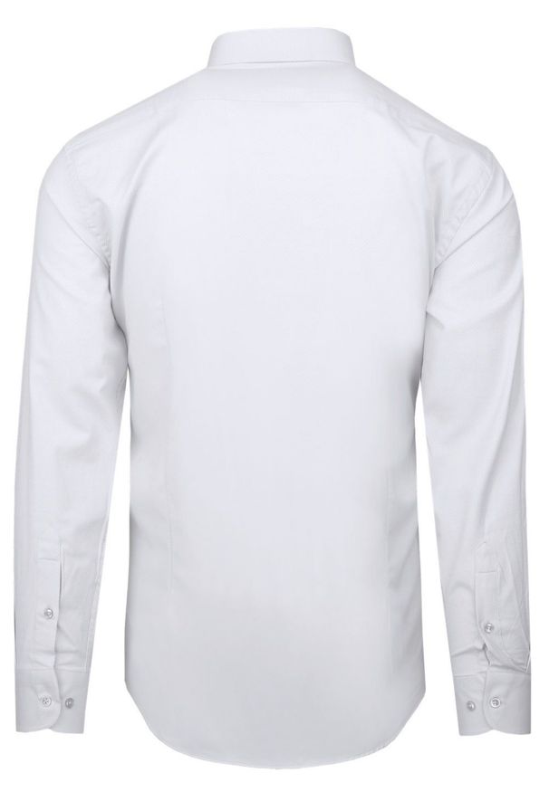 Elegancka Koszula Męska - Victorio - Biała. Okazja: na co dzień. Kolor: biały. Materiał: poliester, bawełna, elastan. Długość rękawa: długi rękaw. Długość: długie. Styl: elegancki