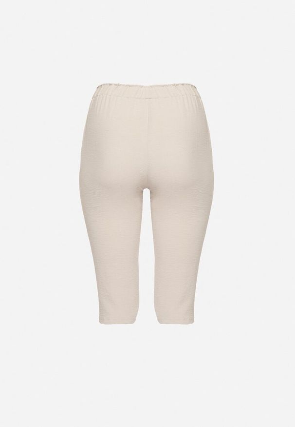 Born2be - Beżowe Spodnie z Gumką w Pasie 7/8 Tenimira. Okazja: na spacer, na co dzień. Kolekcja: plus size. Kolor: beżowy. Styl: elegancki, casual, klasyczny