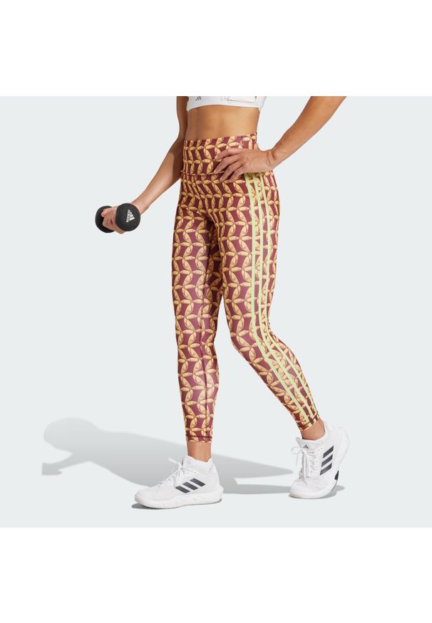 Adidas - Legginsy adidas x FARM Rio 7/8. Kolor: czerwony, żółty, wielokolorowy. Materiał: materiał. Technologia: ClimaCool (Adidas). Sport: fitness