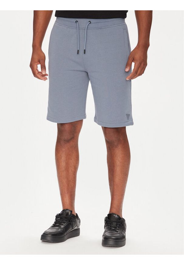 Guess Szorty sportowe Z2YD04 KAIJ1 Niebieski Regular Fit. Kolor: niebieski. Materiał: bawełna. Styl: sportowy