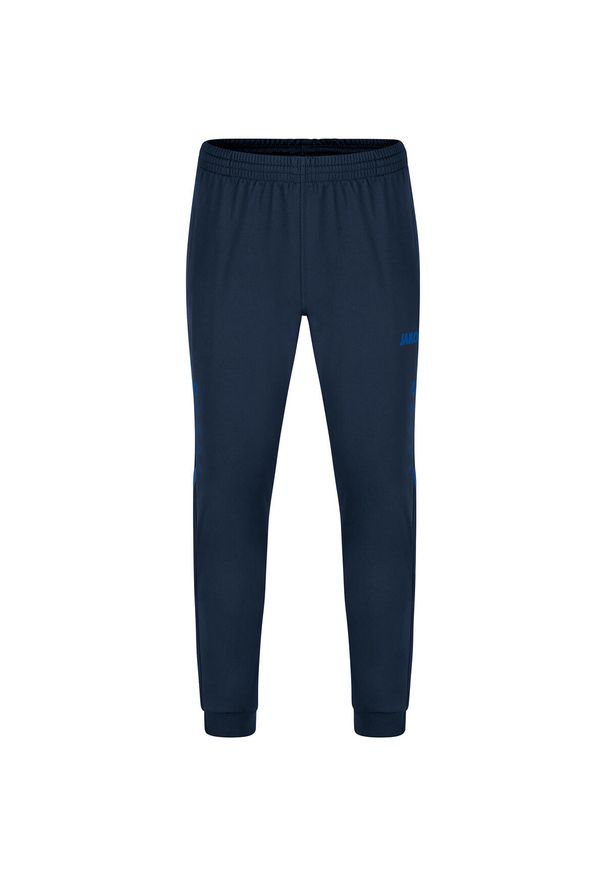 Spodnie dresowe polyesterowe Jako Challenge. Kolor: niebieski. Materiał: dresówka. Sport: bieganie, piłka nożna
