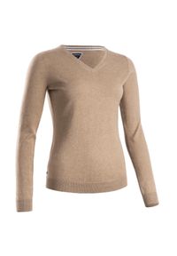 INESIS - Sweter do golfa damski MW500. Typ kołnierza: golf. Kolor: beżowy. Materiał: materiał, bawełna #1