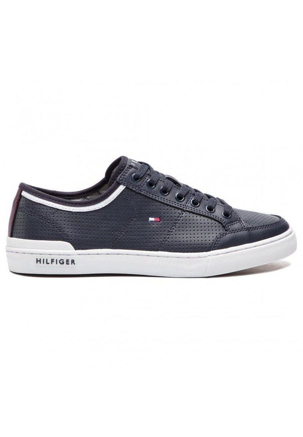 TOMMY HILFIGER - Buty Tommy Hilfiger Core Corporate Leather Sneaker M FM0FM00552-403 niebieskie. Okazja: na co dzień. Kolor: niebieski. Materiał: syntetyk, materiał, skóra. Szerokość cholewki: normalna