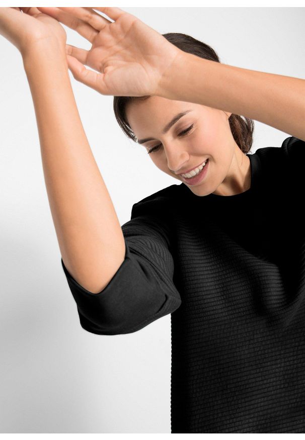 bonprix - Długa bluza dresowa z wiskozą. Kolor: czarny. Materiał: wiskoza, dresówka. Długość: długie