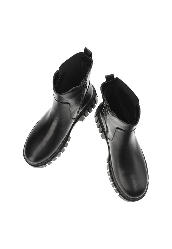 Czarne Botki S.Barski Modne Obuwie Damskie Zapinane Na Suwak. Okazja: na co dzień. Kolor: czarny. Materiał: materiał. Obcas: na platformie. Styl: elegancki, casual