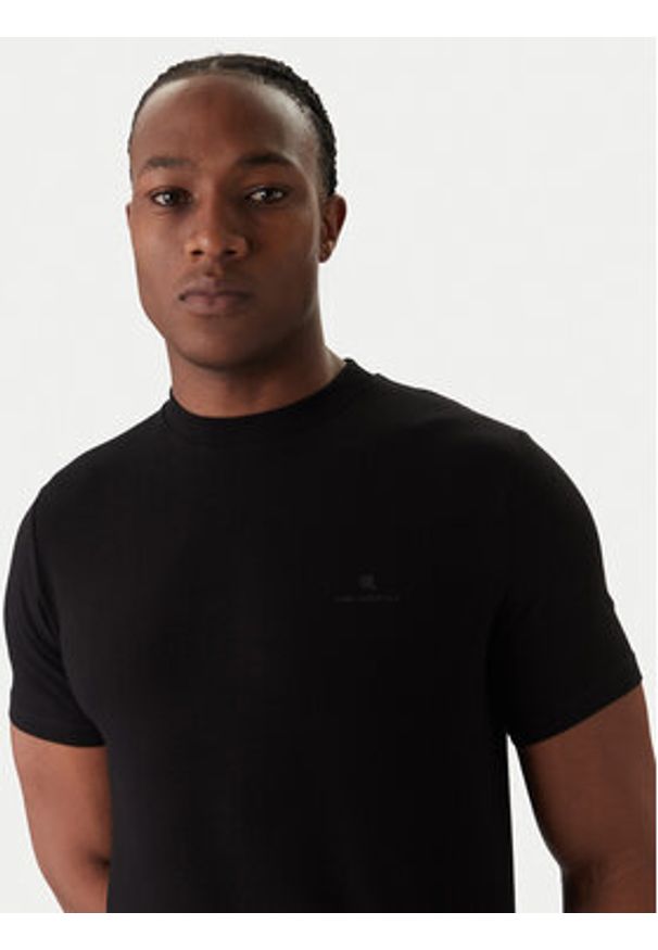 Karl Lagerfeld - KARL LAGERFELD T-Shirt 755054 561221 Czarny Regular Fit. Typ kołnierza: dekolt w karo. Kolor: czarny. Materiał: bawełna