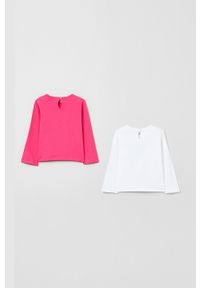 OVS longsleeve bawełniany dziecięcy (2-pack) kolor różowy. Okazja: na co dzień. Kolor: różowy. Materiał: bawełna. Długość rękawa: długi rękaw. Długość: długie. Wzór: nadruk. Styl: casual #2