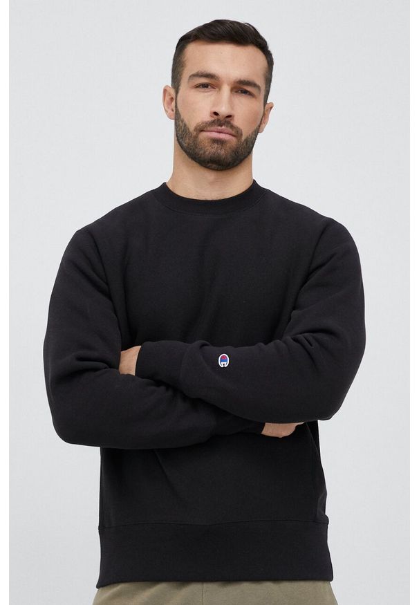 Champion bluza męska kolor czarny gładka. Kolor: czarny. Długość rękawa: długi rękaw. Długość: długie. Wzór: gładki