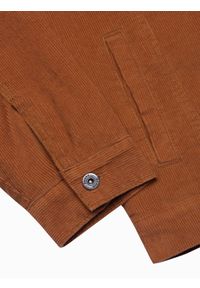 Ombre Clothing - Kurtka męska sztruksowa typu sherpa C524 - brązowa - XXL. Kolor: brązowy. Materiał: sztruks. Sezon: zima, jesień. Styl: klasyczny