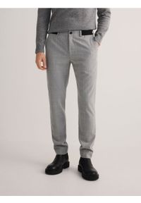 Reserved - Spodnie chino slim fit w kratę - jasnoszary. Kolor: szary. Materiał: wiskoza, tkanina