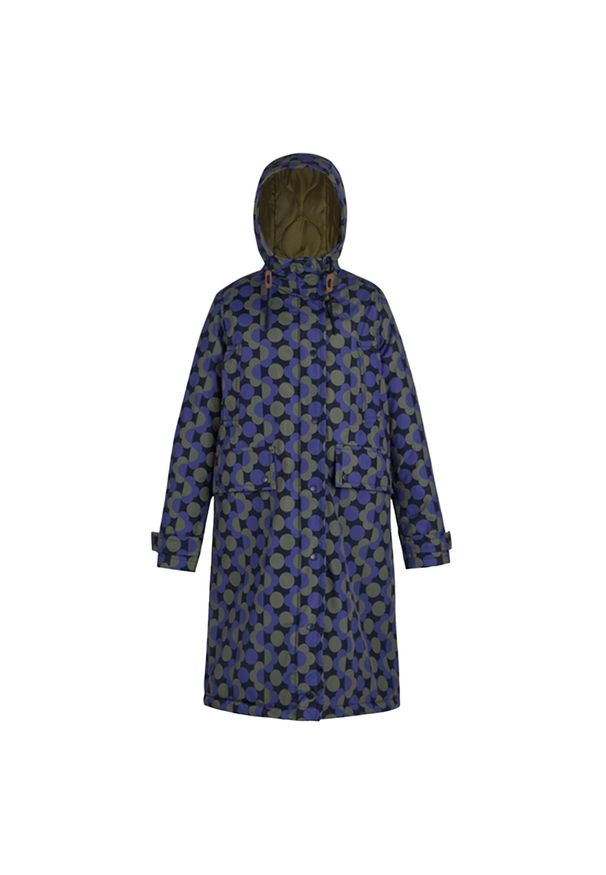 Regatta - Kurtka Damska Orla Kiely W Kwiaty, Długa, Wodoodporna. Kolor: niebieski, wielokolorowy, brązowy, zielony. Długość: długie. Wzór: kwiaty. Sport: turystyka piesza