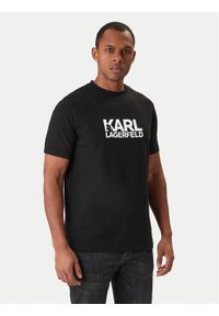 Karl Lagerfeld - KARL LAGERFELD T-Shirt 755780 561235 Czarny Regular Fit. Typ kołnierza: dekolt w karo. Kolor: czarny. Materiał: bawełna #1