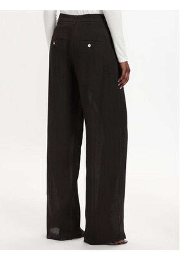 Marella Spodnie materiałowe Solista 2613131114 Czarny Relaxed Fit. Kolor: czarny. Materiał: len