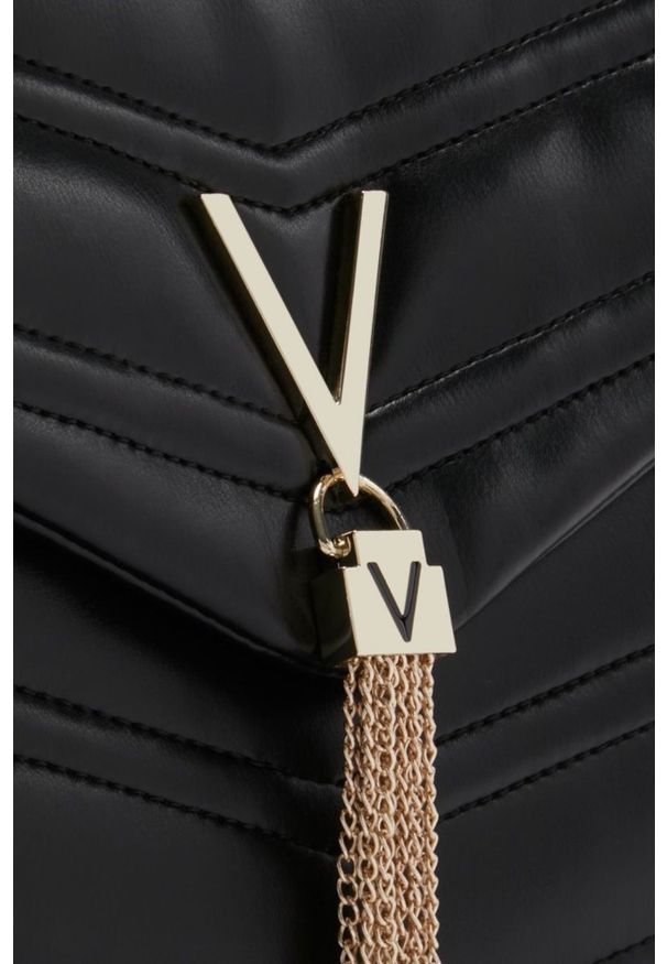 Valentino by Mario Valentino - VALENTINO Duża czarna damska torebka Privilege Flap Bag. Kolor: czarny. Wzór: aplikacja. Materiał: zdobione. Styl: elegancki