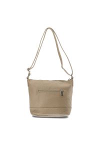 Beżowa Stylowa Torebka Damska Venezia. Kolor: beżowy. Wzór: gładki. Materiał: skórzane. Styl: elegancki. Rodzaj torebki: na ramię #5