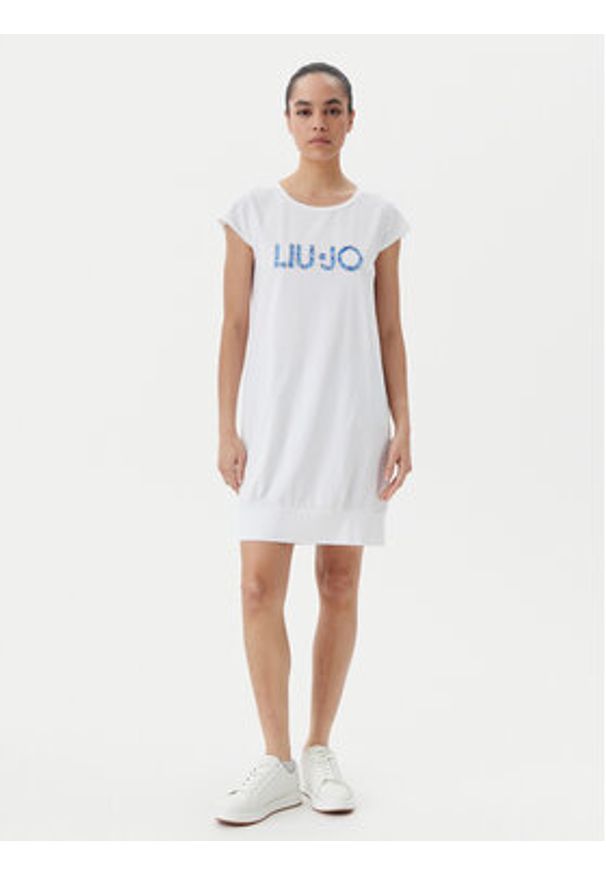 Liu Jo Beachwear Sukienka codzienna VA5194 JS003 Biały Regular Fit. Okazja: na co dzień. Kolor: biały. Materiał: bawełna. Typ sukienki: proste. Styl: casual