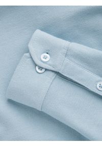 Ombre Clothing - Koszula męska dzianinowa z długim rękawem - błękitna V3 K542 - XXL. Typ kołnierza: kołnierzyk stójkowy. Kolor: niebieski. Materiał: dzianina. Długość rękawa: długi rękaw. Długość: długie. Wzór: kolorowy #8