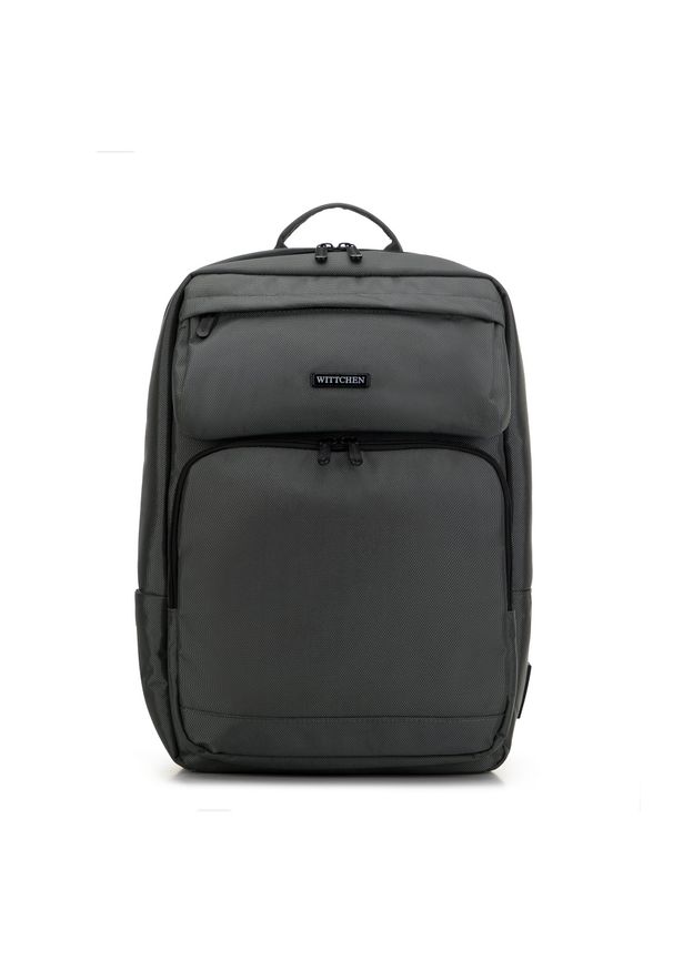 Wittchen - Męski plecak na laptopa 15,6” z dwiema kieszeniami na froncie szary. Kolor: szary. Materiał: nylon. Styl: młodzieżowy, casual, elegancki, biznesowy