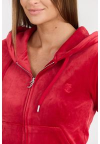 Juicy Couture - JUICY COUTURE Damska czerwona bluza Robertson Class, Rozmiar L. Typ kołnierza: kaptur. Kolor: czerwony. Materiał: materiał, poliester, elastan