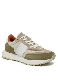 Calvin Klein Sneakersy Low Top Lace Up Mix HM0HM00497 Khaki. Kolor: brązowy