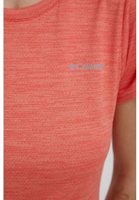 columbia - Columbia T-shirt sportowy Alpine Chill Zero kolor pomarańczowy. Kolor: pomarańczowy. Materiał: materiał, skóra, dzianina. Długość rękawa: krótki rękaw. Długość: krótkie. Wzór: ze splotem, ażurowy. Styl: sportowy