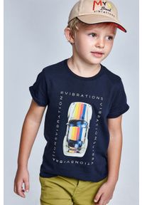 Mayoral - T-shirt dziecięcy. Okazja: na co dzień. Kolor: niebieski. Materiał: bawełna, dzianina. Wzór: nadruk. Styl: casual #1