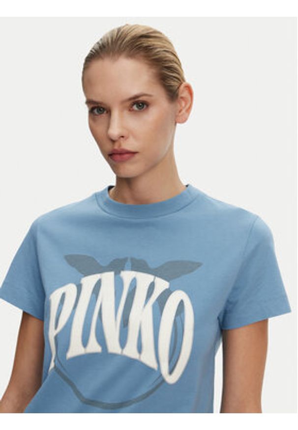 Pinko - PINKO T-Shirt Start Niebieski Regular Fit. Kolor: niebieski. Materiał: bawełna