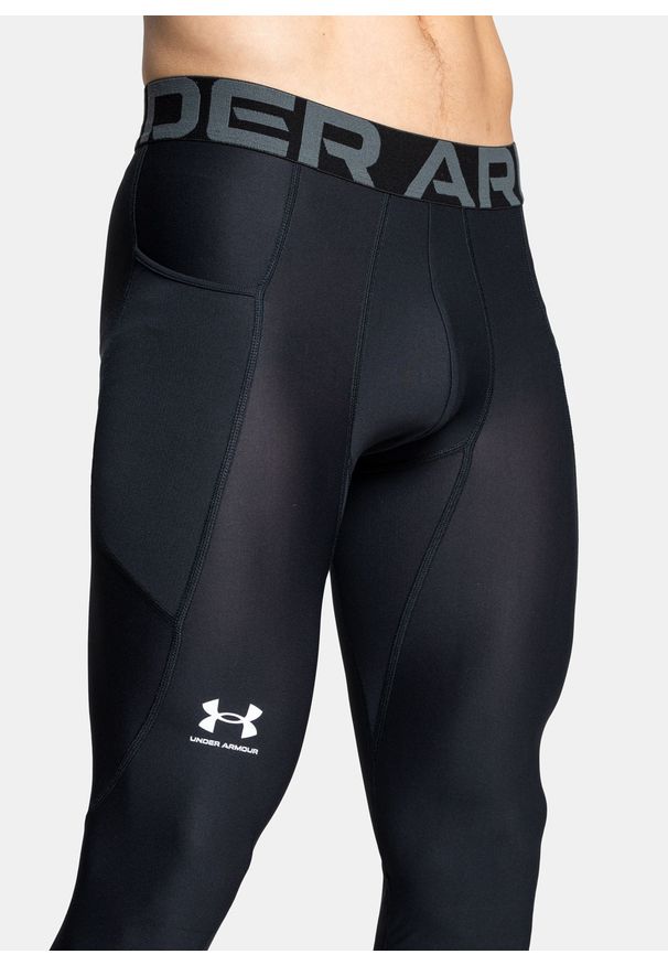 Legginsy treningowe męskie czarne Under Armour HeatGear Armour. Kolor: czarny. Sport: fitness