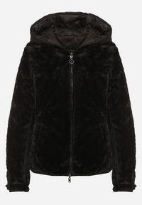 Born2be - Czarna Pikowana Kurtka z Kapturem o Dwustronnym Kroju Tahalia. Okazja: na spacer. Typ kołnierza: kaptur. Kolor: czarny. Materiał: poliester, futro, wełna, jeans, dzianina #5