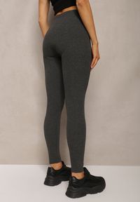 Renee - Ciemnoszare Legginsy ze Sznurkiem w Pasie z Elastycznej Bawełny Herccena. Kolor: szary. Materiał: bawełna