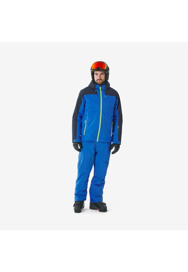 WEDZE - Kurtka narciarska i snowboardowa męska Quechua 500. Kolor: niebieski. Materiał: tkanina, skóra, materiał, syntetyk, włókno. Sezon: zima. Sport: narciarstwo, snowboard