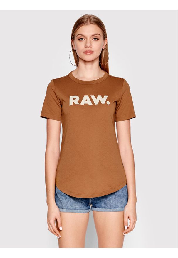 G-Star RAW - G-Star Raw T-Shirt Raw. D21226-4107-C740 Brązowy Slim Fit. Kolor: brązowy. Materiał: bawełna