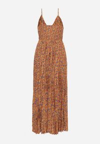 Born2be - Żółta Kwiatowa Sukienka na Ramiączkach z Plisowaną Spódnicą i Kopertową Górą Pyralia. Okazja: na co dzień. Typ kołnierza: dekolt w kształcie V, dekolt kopertowy. Kolor: żółty. Długość rękawa: na ramiączkach. Wzór: kwiaty. Typ sukienki: kopertowe. Styl: elegancki, casual, wizytowy #3