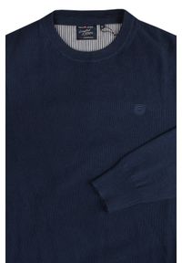 Lekki Sweter Bawełniany - Okrągły Dekolt - Pako Jeans - Granatowy. Kolor: niebieski. Materiał: bawełna. Styl: klasyczny, elegancki #2