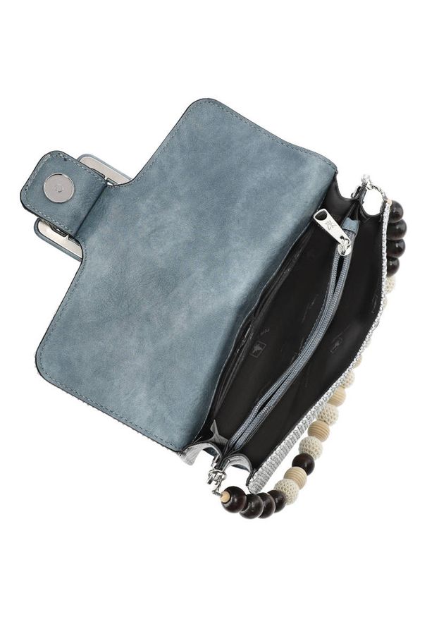 Niebieska Elegancka Torebka Damska Pepe Moll. Kolor: niebieski. Wzór: aplikacja. Materiał: skórzane. Styl: elegancki