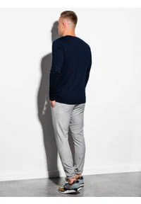 Ombre Clothing - Sweter męski E177 - granatowy - XXL. Kolor: niebieski. Materiał: nylon, wiskoza. Styl: klasyczny