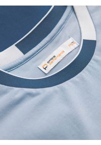 Ombre Clothing - Męski t-shirt z elastanem z kolorowymi rękawami - niebieski V2 OM-TSCT-0176 - L. Okazja: na co dzień. Kolor: niebieski. Materiał: elastan. Wzór: kolorowy. Styl: klasyczny, casual #6