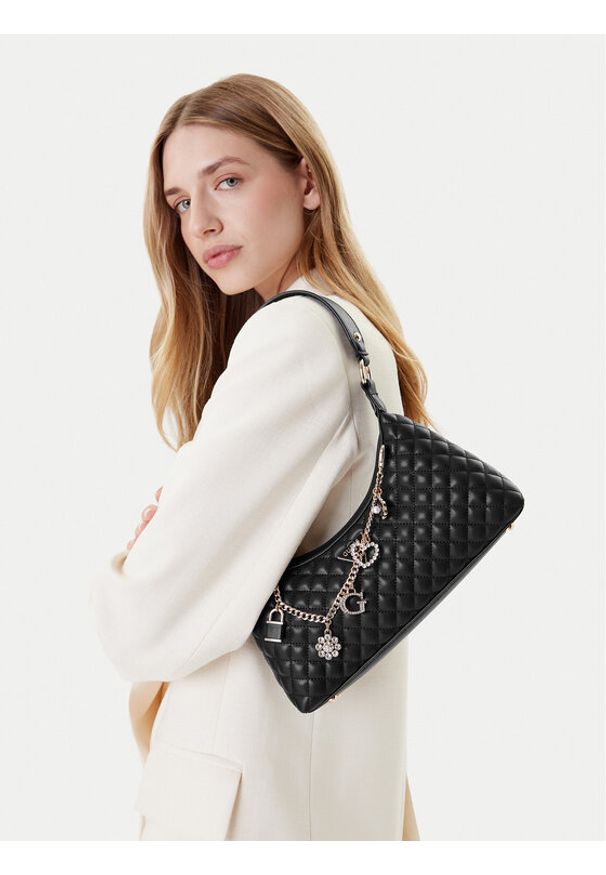 Guess Torebka Everlee HWEG86 79180 Czarny. Kolor: czarny. Materiał: skórzane