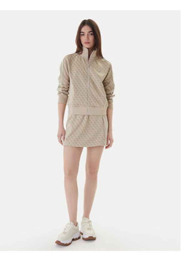 Guess Spódnica dresowa V6RD04 K2042 Beżowy Classic Fit. Kolor: beżowy. Materiał: syntetyk