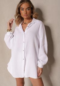 Renee - Biała Muślinowa Koszula z Bawełny Ateloria. Okazja: na co dzień. Kolor: biały. Materiał: bawełna. Styl: casual #5