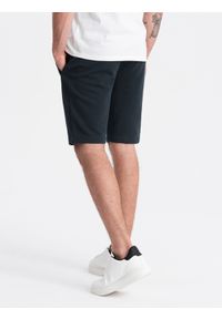 Ombre Clothing - Męskie bawełniane szorty dresowe BASIC – czarne V9 OM-SRBS-0149 - XL. Okazja: na co dzień. Kolor: czarny. Materiał: bawełna, dresówka. Styl: sportowy, casual #5