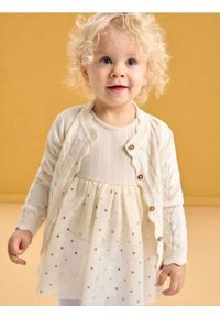 Sinsay - Ażurowy sweter zapinany na guziki - kremowy. Kolor: kremowy. Wzór: ażurowy #1