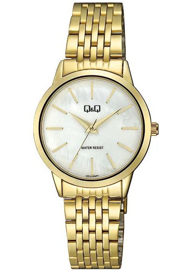 Zegarek Q&Q Q01A-002P damski elegancki tarcza z masy perłowej .. Kolor: biały. Styl: elegancki