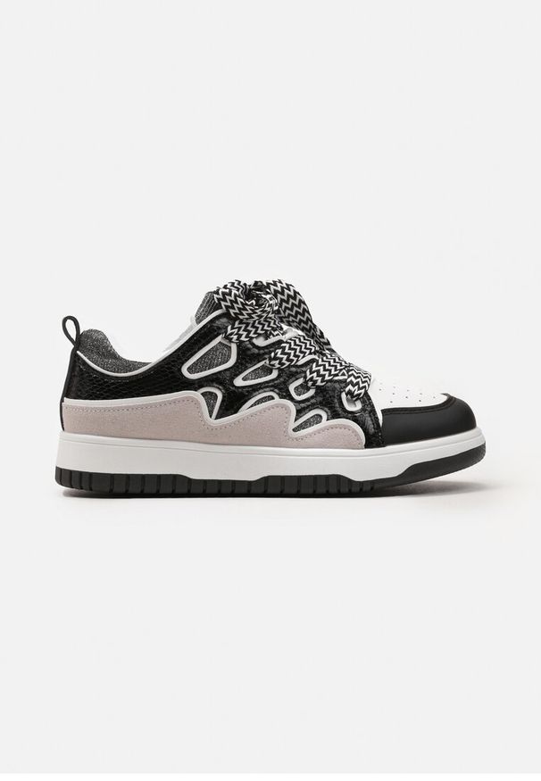 Born2be - Czarne Sneakersy przed Kostkę Podwójnie Sznurowane Luretta. Okazja: na co dzień. Wysokość cholewki: przed kostkę. Kolor: czarny
