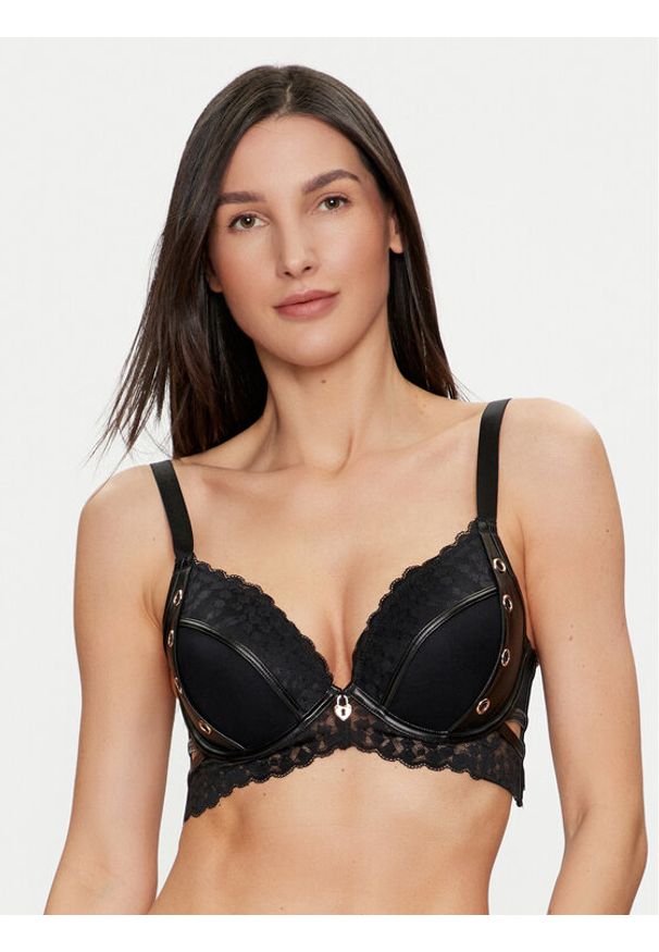 Hunkemöller Biustonosz z fiszbiną Desire 204556 Czarny. Kolor: czarny. Materiał: syntetyk