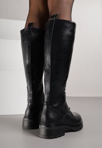 Renee - Czarne Kozaki Typu Workery Rhaethe. Okazja: na co dzień. Kolor: czarny. Materiał: skóra, jeans. Styl: casual #3